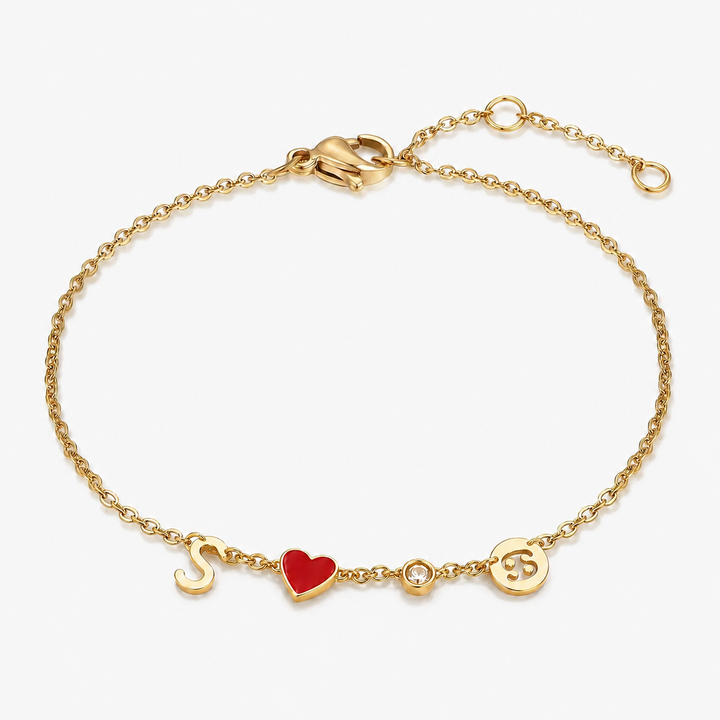 HEART-SHAPED BRACELET WITH INITIAL