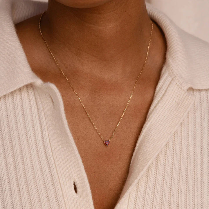 HEART SHAPED BIRTHSTONE NECKLACE
