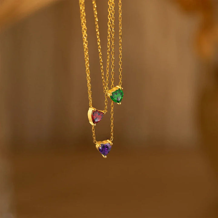 HEART SHAPED BIRTHSTONE NECKLACE