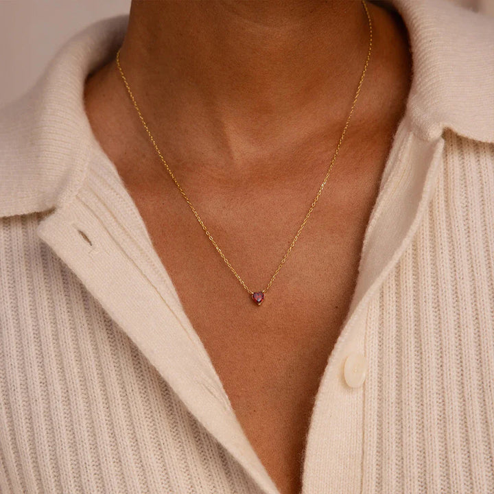HEART SHAPED BIRTHSTONE NECKLACE