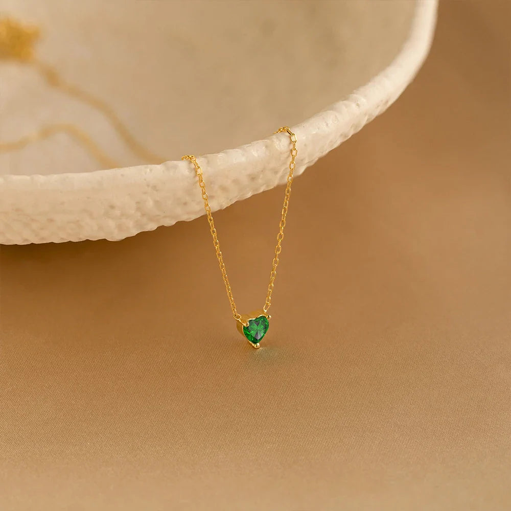 HEART SHAPED BIRTHSTONE NECKLACE