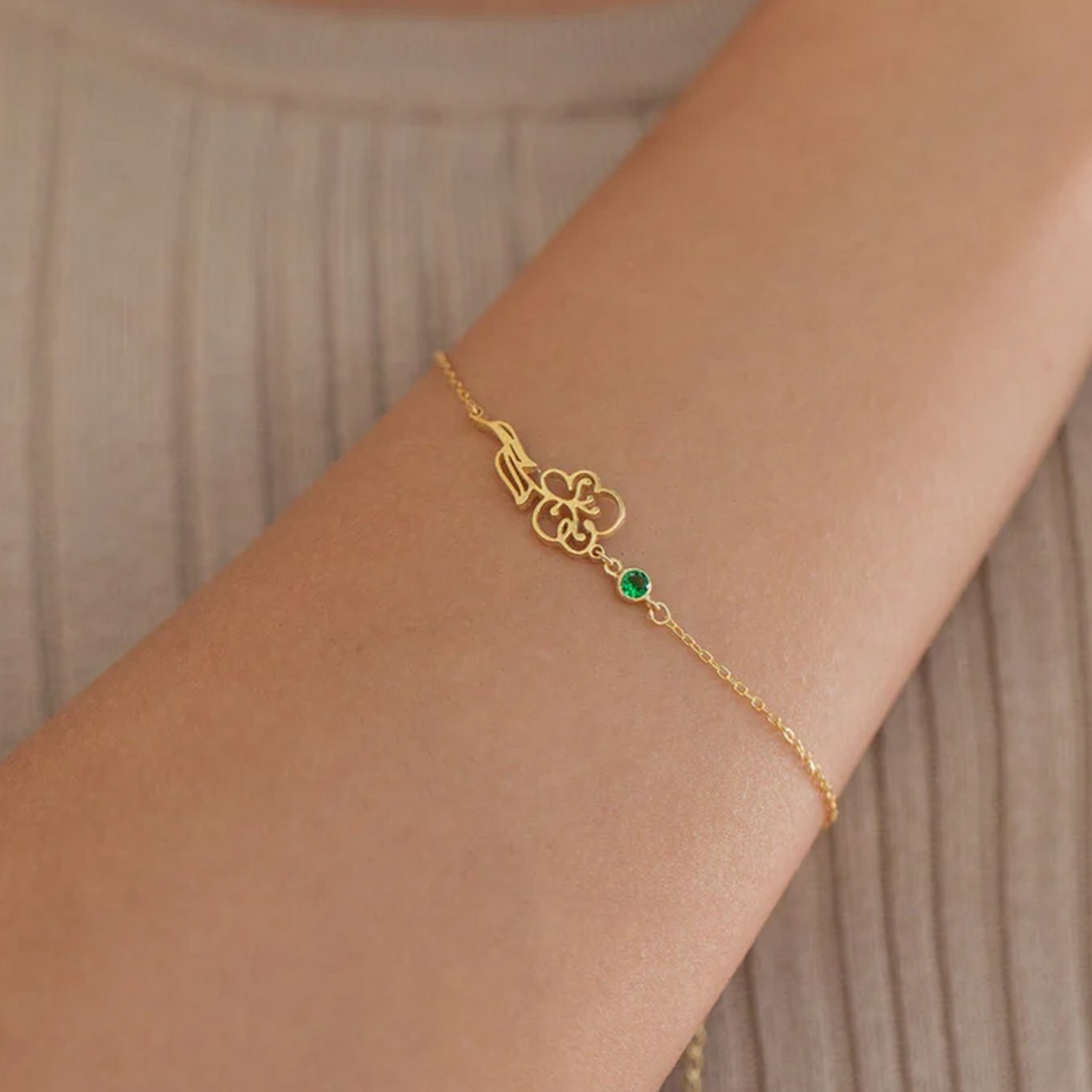 FLOWER AND BIRTHSTONE BRACELET