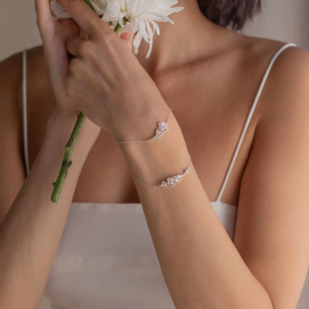 FLOWER AND BIRTHSTONE BRACELET