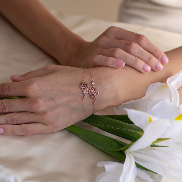 FLOWER AND BIRTHSTONE BRACELET