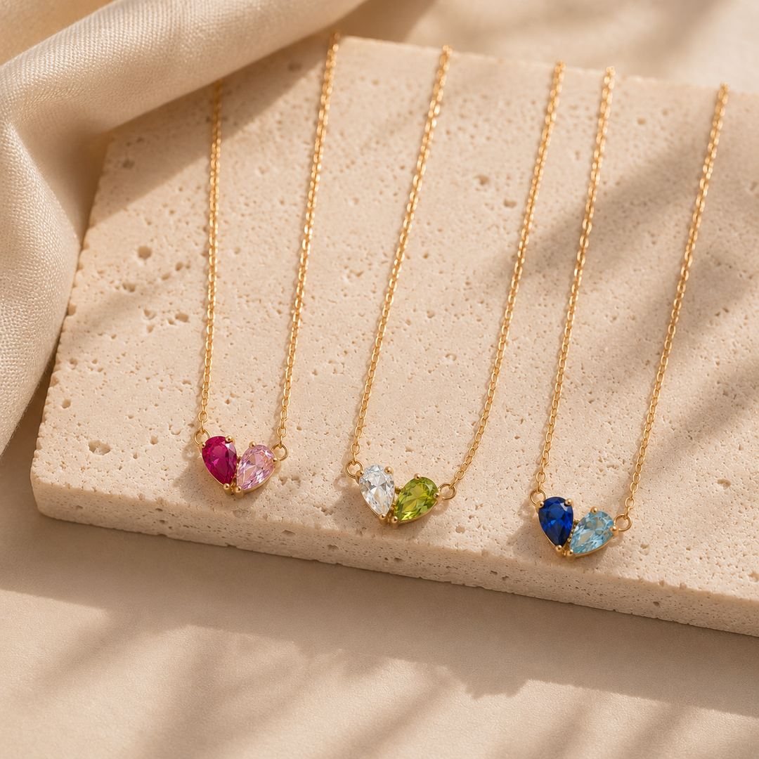 DUO BIRTHSTONE NECKLACE
